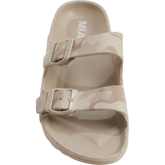 Mia Toulon Womens Sandals Shoes 9 Camo Slip On Arch Support Dual Buckle New - Picture 4 of 10